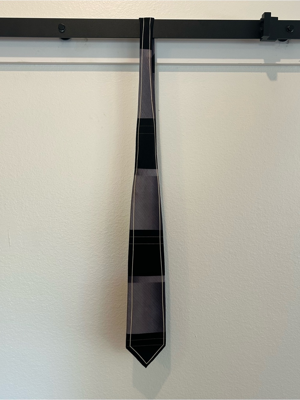 Giorgio Bissoni - Vintage Gray and Black Striped Men's Tie